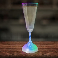 Multi‑Color LED 7.5 oz Champagne Glass With Clear Stem