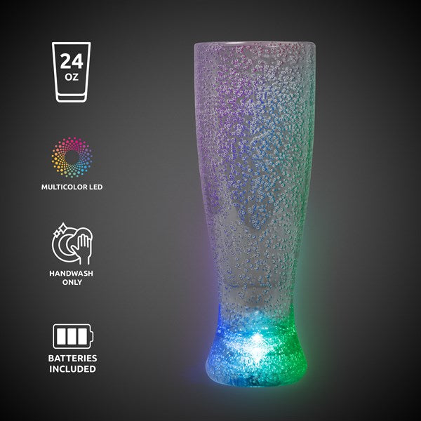 LED Light Up Bubble 24 Oz Pilsner Glass