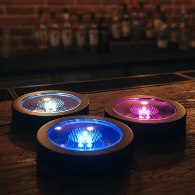 Multi Color LED Light Up Drink Coasters - Switch Activated