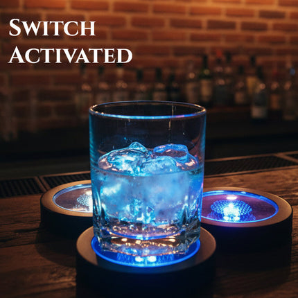Multi Color LED Light Up Drink Coasters - Switch Activated