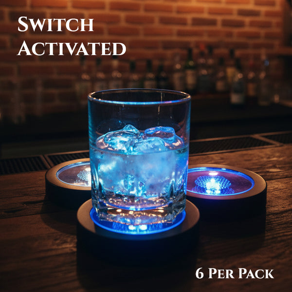 Multi Color LED Light Up Drink Coasters - Switch Activated