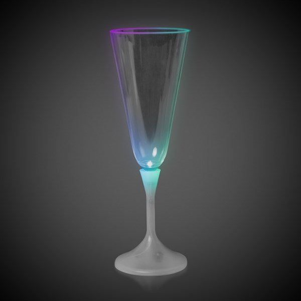 Multi-Color LED 7 oz Champagne Glass With White Stem