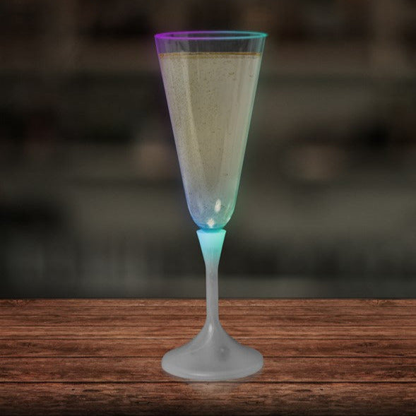 Multi-Color LED 7 oz Champagne Glass With White Stem