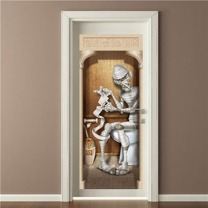 Mummy Bathroom Door Cover - 6'H x 36"W