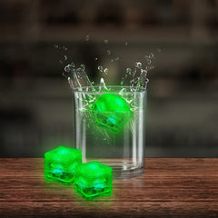 LED Neon Green Ice Cubes - 12 Per Pack