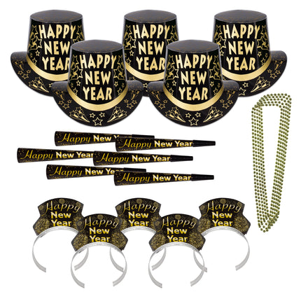 New Year Gold Star Party Kit for 50 Guests
