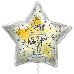 New Year Gold and Silver Metallic Star 18" Balloon
