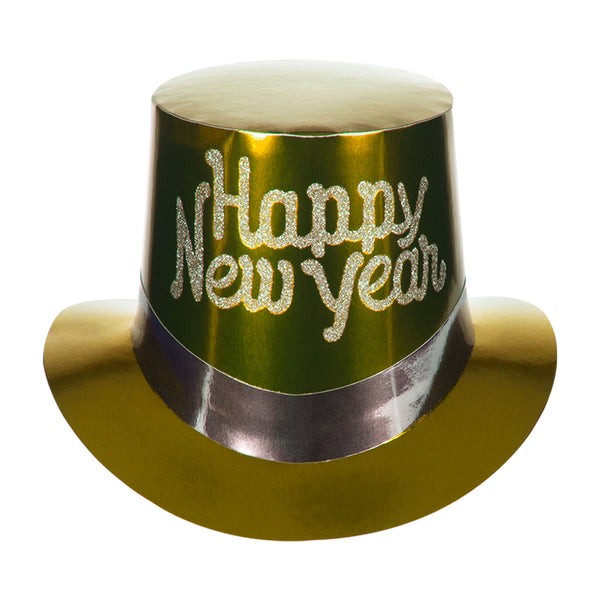 New Year's Metallic Top Hats - Assorted 36 Per Pack