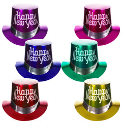 New Year's Metallic Top Hats - Assorted 36 Per Pack