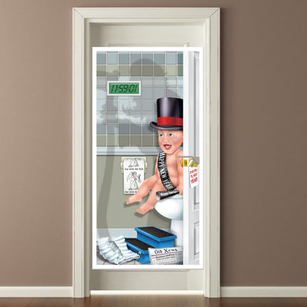 New Year's Restroom Door Cover - 30" x 60"