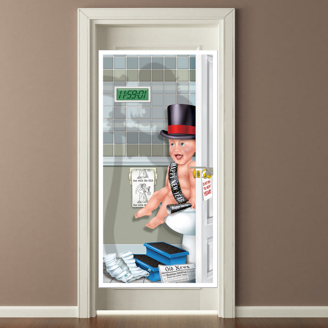 New Year's Restroom Door Cover - 30" x 60"