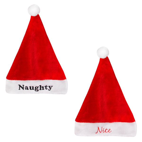 Nice & Naughty Santa Hats - 2 Per Pack