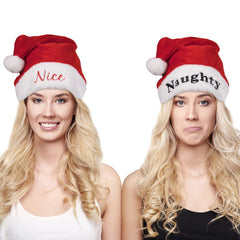 Nice & Naughty Santa Hats - 2 Per Pack