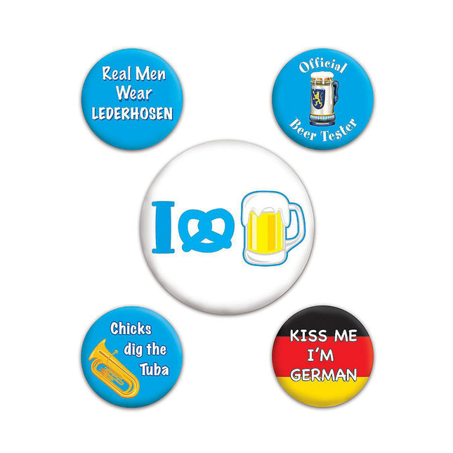 Oktoberfest Party Buttons - 12 Per Pack