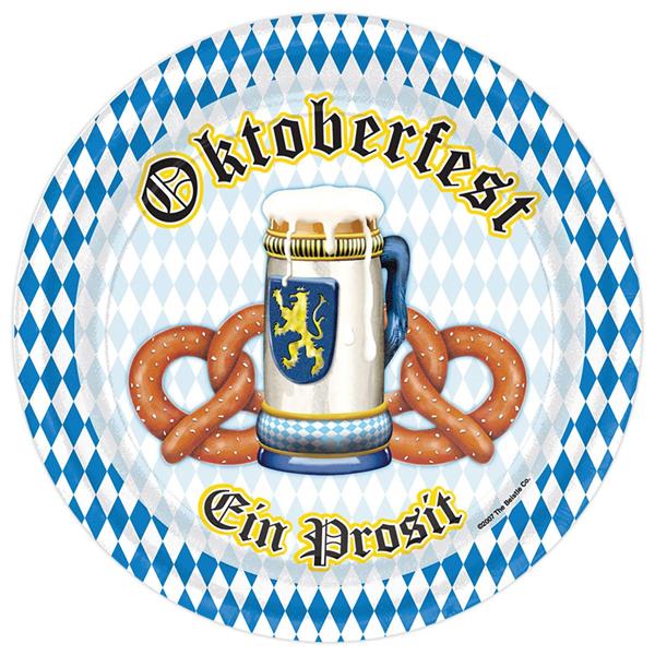 Oktoberfest Pretzels 9" Plates - 8 Per Pack