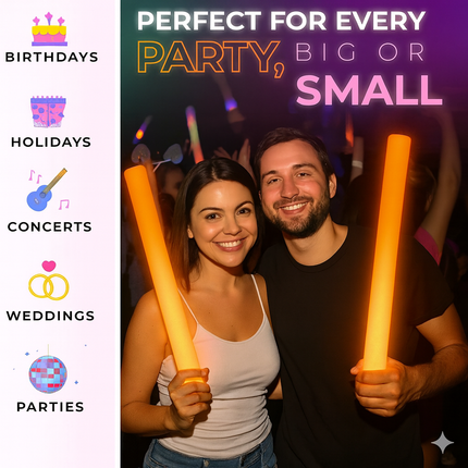 LED Light Up 16 Inch Orange Foam Sticks