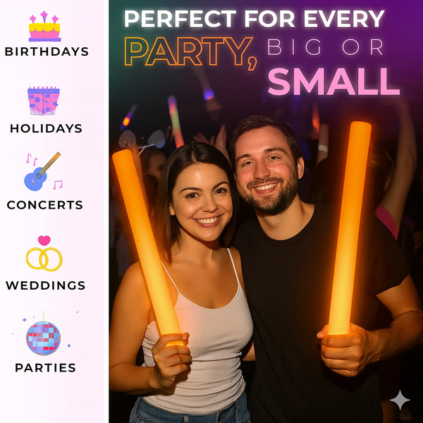 LED Light Up 16 Inch Orange Foam Sticks