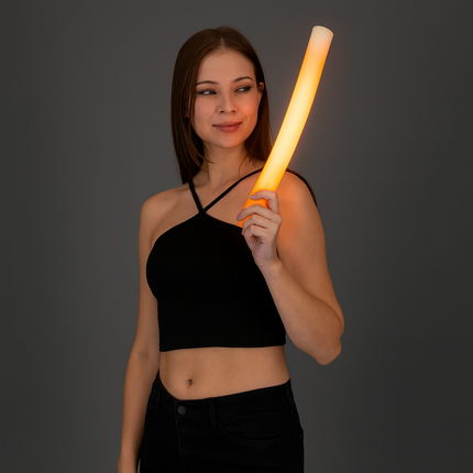 LED Light Up Flashing 16 Inch Orange Foam Stick Baton