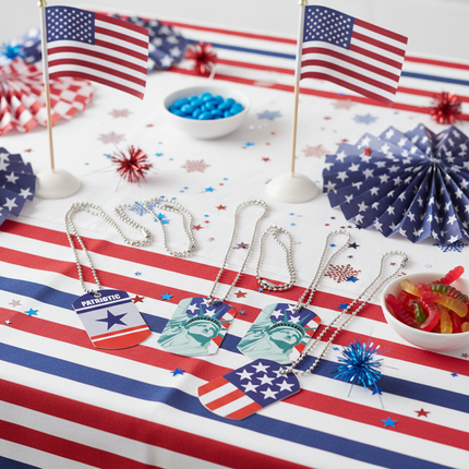 Patriotic Dog Tag Pendant Necklaces - 12 Per Pack