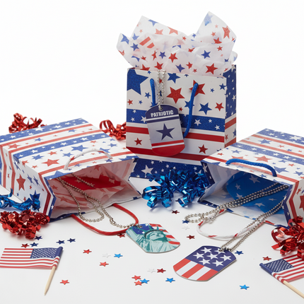 Patriotic Dog Tag Pendant Necklaces - 12 Per Pack