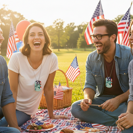 Patriotic Dog Tag Pendant Necklaces - 12 Per Pack
