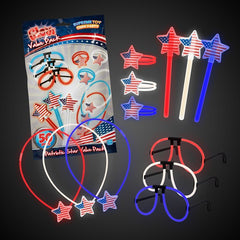 Patriotic Glow Stars Value Pack - 50 Assorted Accessories