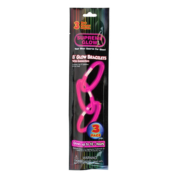8 Inch Premium Pink Glow Stick Bracelets