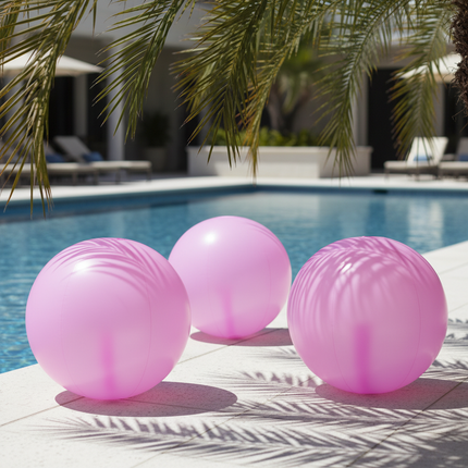 24 Inch Glow in The Dark Pink Beach Ball - Pack of 3