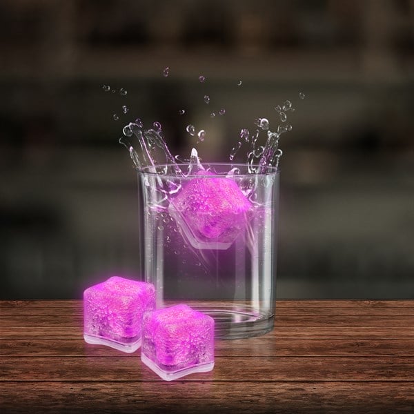 Pink LED Light Up Ice Cubes - 12 Per Pack