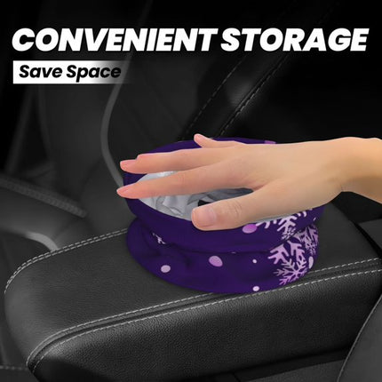 Crystal Purple Snowflake Print Car Trash Can - Portable Trash Bin
