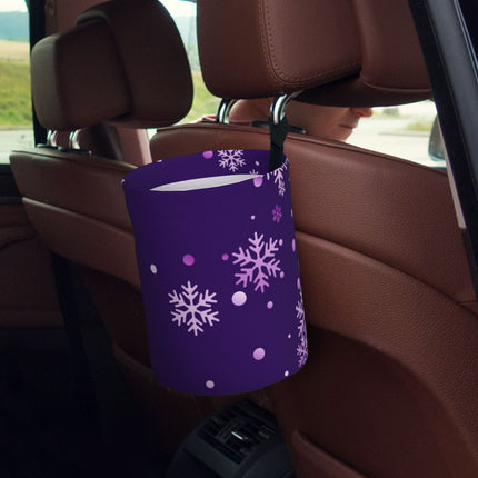 Crystal Purple Snowflake Print Car Trash Can - Portable Trash Bin