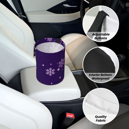 Crystal Purple Snowflake Print Car Trash Can - Portable Trash Bin
