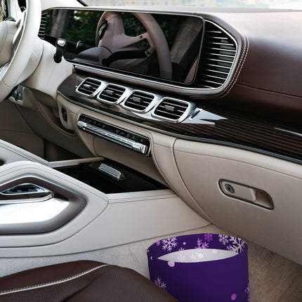 Crystal Purple Snowflake Print Car Trash Can - Portable Trash Bin
