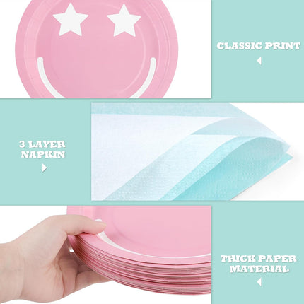 Preppy Smiley Face Party Tableware Set - 350 Pieces for 50 Guests