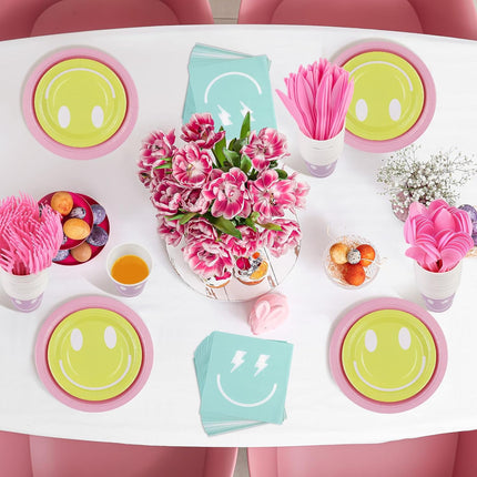 Preppy Smiley Face Party Tableware Set - 350 Pieces for 50 Guests