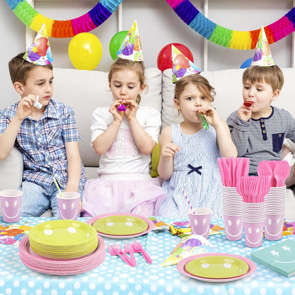 Preppy Smiley Face Party Tableware Set - 350 Pieces for 50 Guests