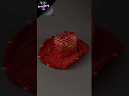 LED Light Up Red Sequin Cowboy Hats