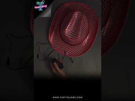 How To Turn On LED Flashing EL Wire Sequin Cowboy Hat