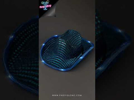 Teal LED Light Up Sequin Cowboy Hats