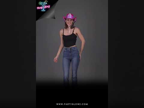 Light Up Green Iridescent Space Fun Cowboy Hats - Pack of 3