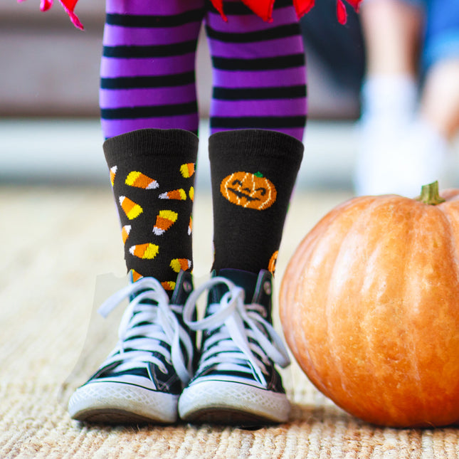 Pumpkin & Candy Corn Socks - 2 Pair Per Pack