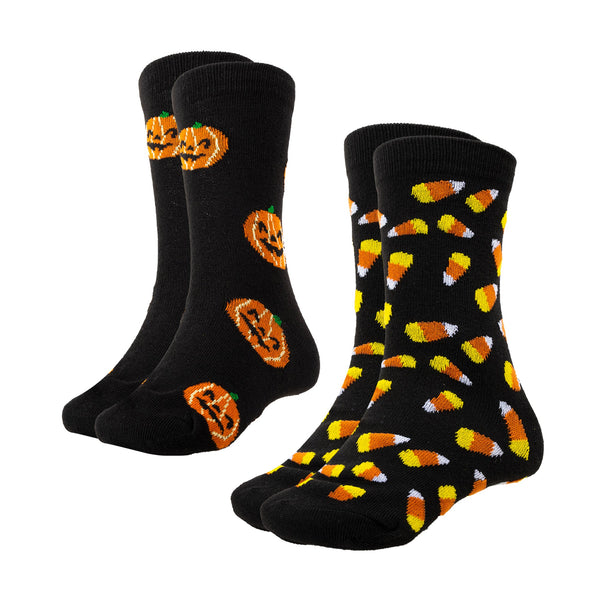 Pumpkin & Candy Corn Socks - 2 Pair Per Pack