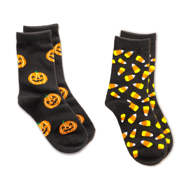 Pumpkin & Candy Corn Socks - 2 Pair Per Pack