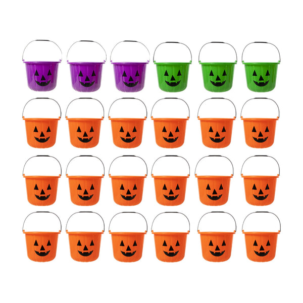 Pumpkin Trick or Treat Assorted Buckets - 24 Per Pack