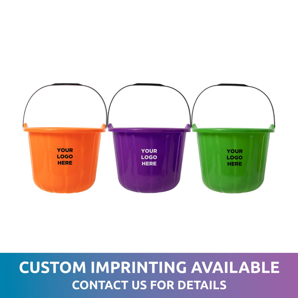 Pumpkin Trick or Treat Assorted Buckets - 24 Per Pack