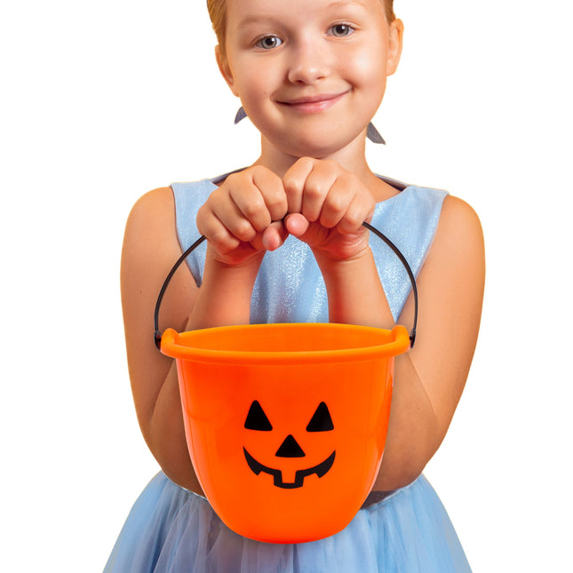 Pumpkin Trick or Treat Bucket - 7" Diameter x 6 1/2" Tall