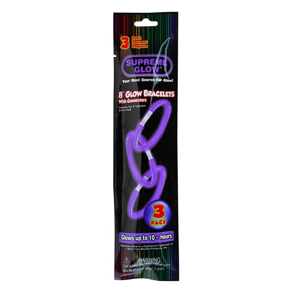 8 Inch Premium Purple Glow Stick Bracelets