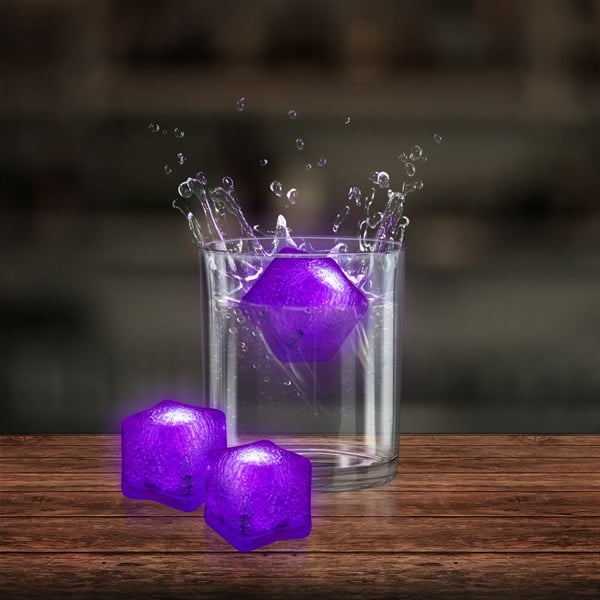 Purple LED Light Up Ice Cubes - 12 Per Pack