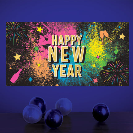 33 1/2" x 65 Happy New Year Banner - 3 Per Pack
