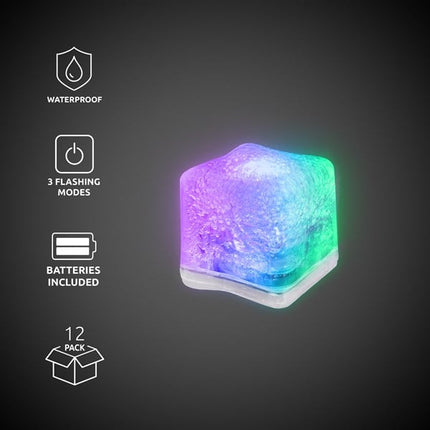 Rainbow LED Light Up Ice Cubes - 12 Per Pack